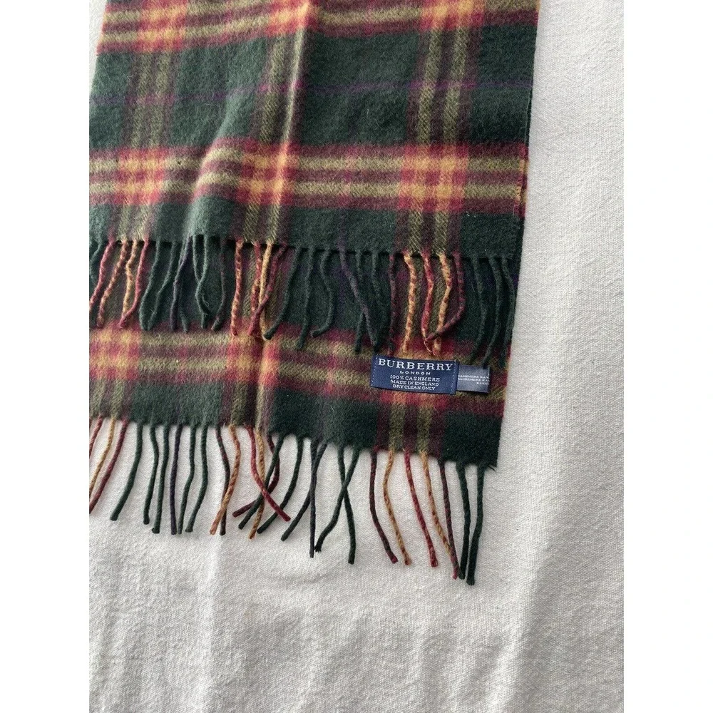 BURBERRY Plaid Cashmere Nova Check Scarf Green Red